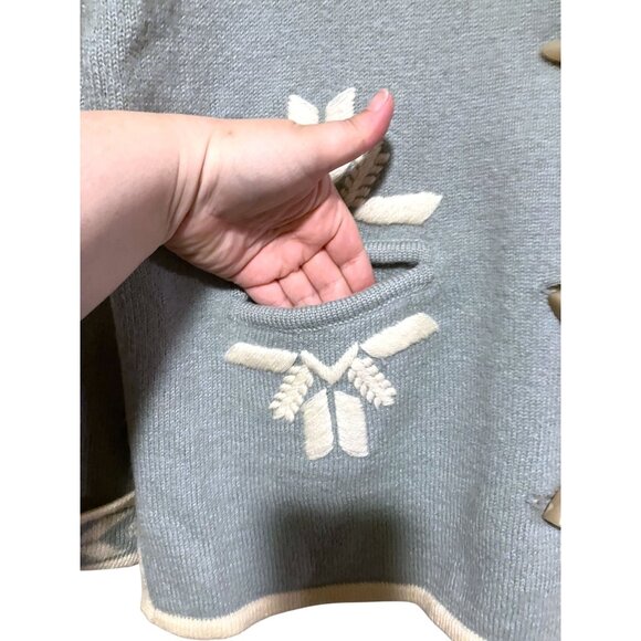 Vintage Powder Blue Wool Cardigan Sweater XL Snowflakes Wondrawool 100% Wool - Picture 3 of 8